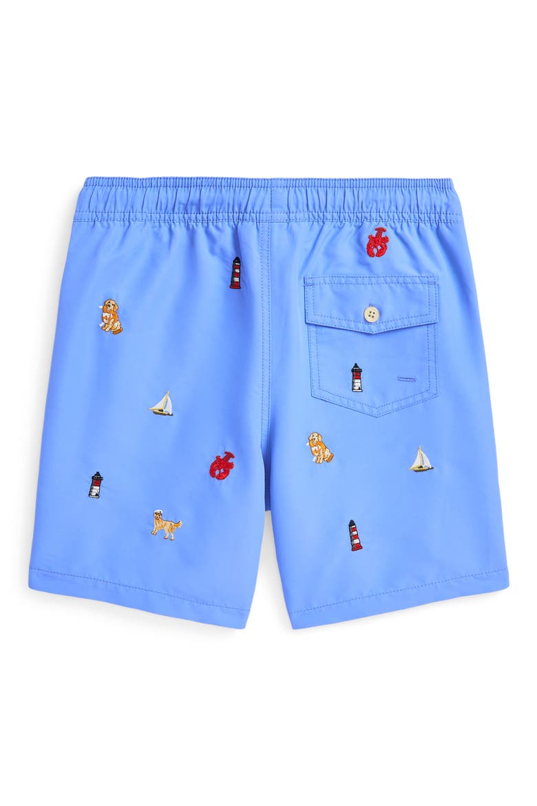 Kids' Traveler Nautical Embroidered Recycled Polyester Swim Trunks, Alternate, color, NANTUCKET SCHIFFLI