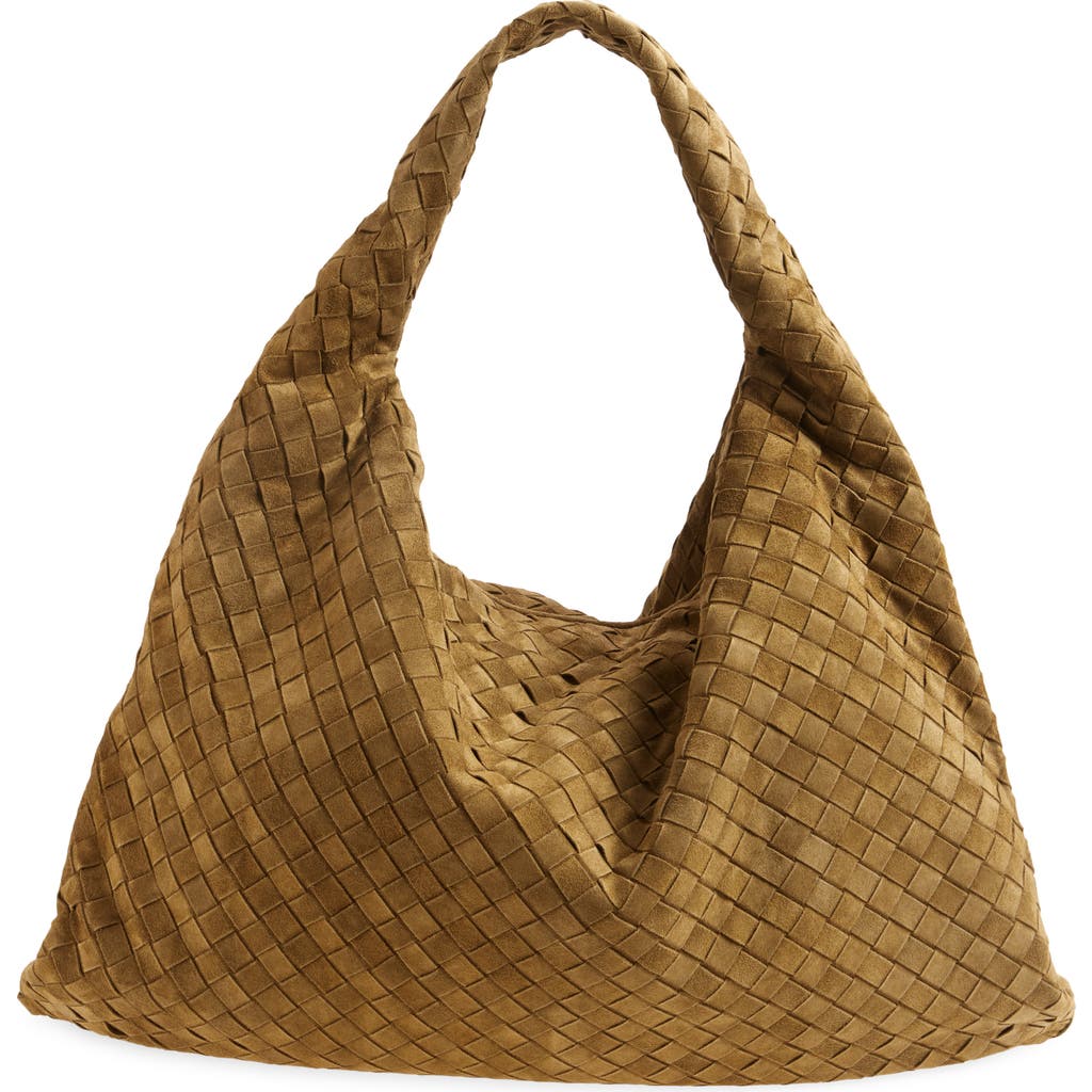 Bottega Veneta Large Hop Intrecciato Suede Hobo Bag