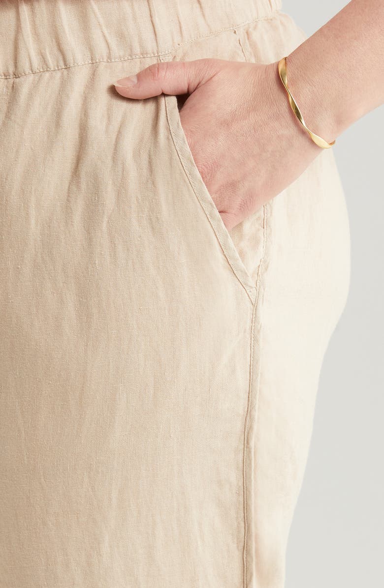Caslon<sup>®</sup> Tulip Hem Linen Pants, Alternate, color, Tan Oxford