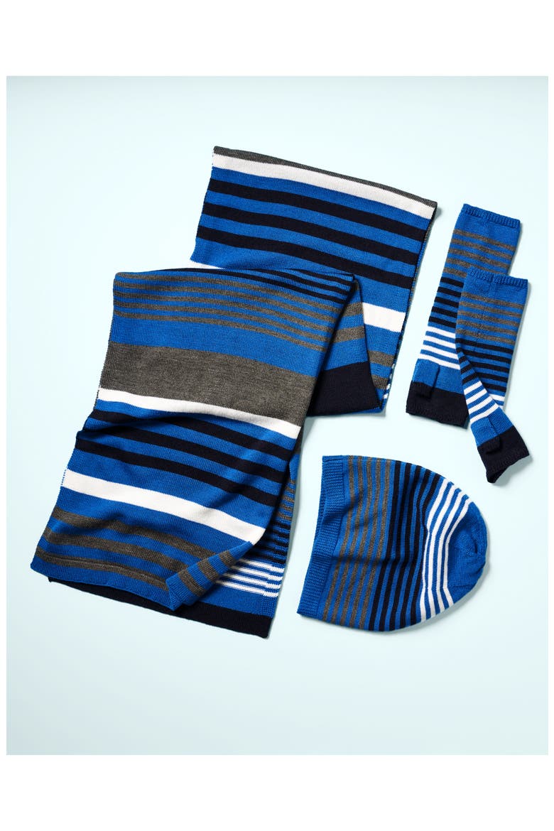 Stripe Merino Wool Fingerless Gloves, Alternate, color, MIDNIGHT