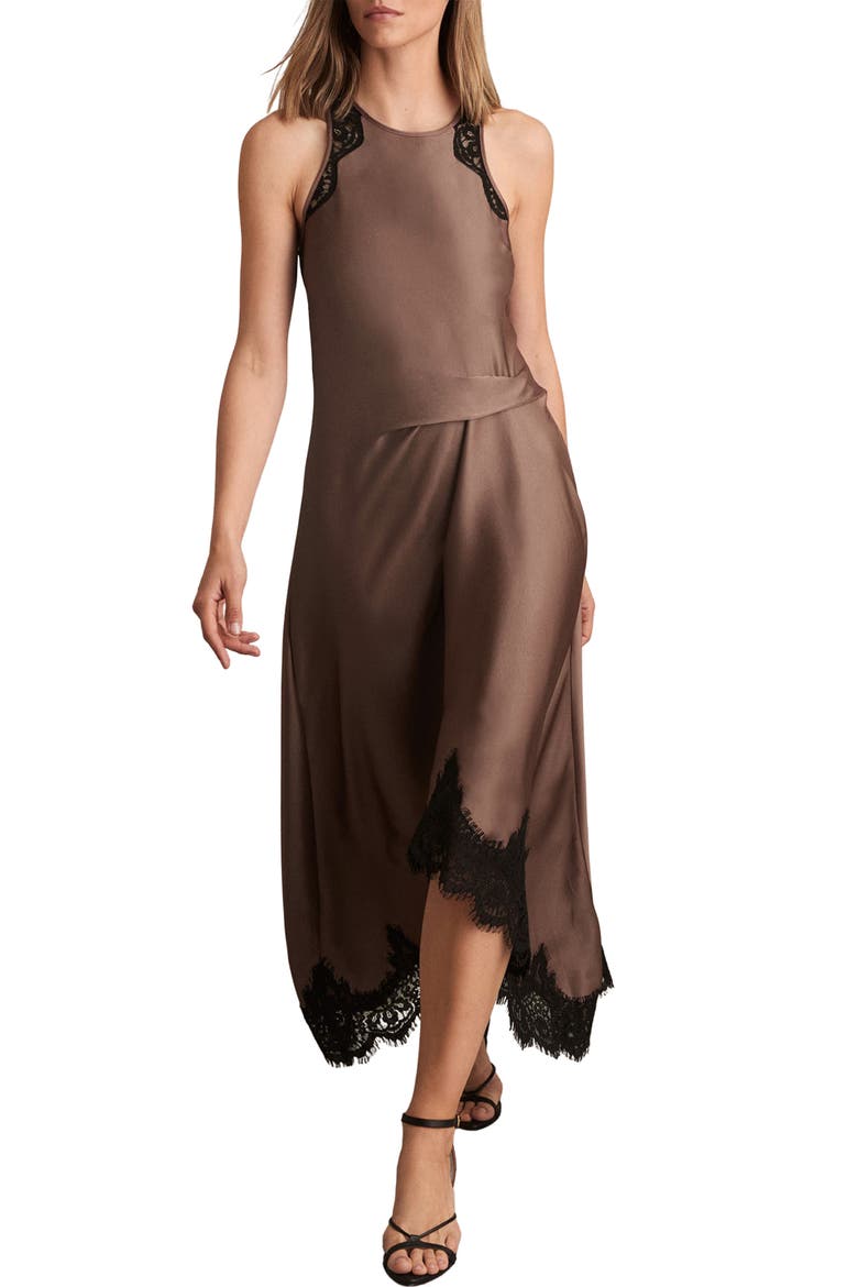 reiss anais lace trim cocktail dress Anais Lace Trim Satin Dress (Women)