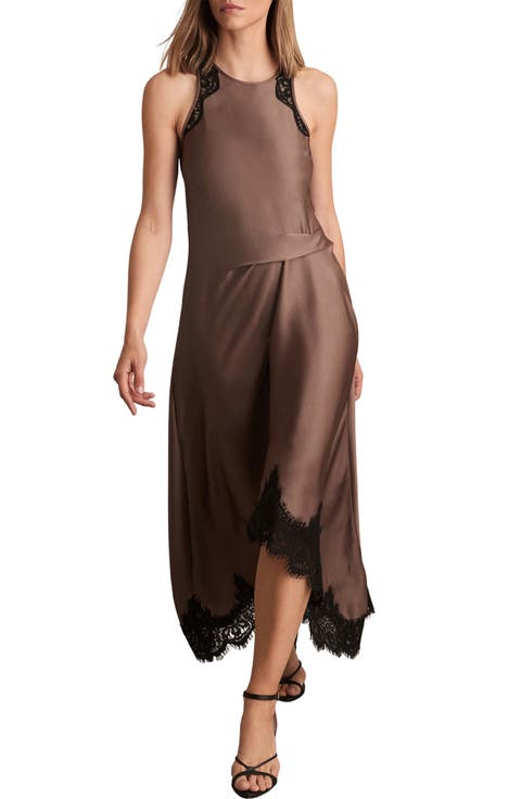 Anais Lace Trim Satin Dress