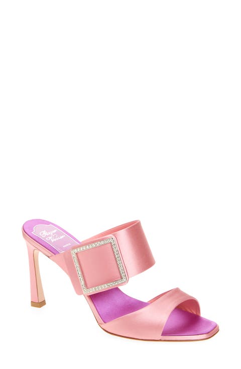 Trompette Crystal Buckle Satin Sandal (Women)