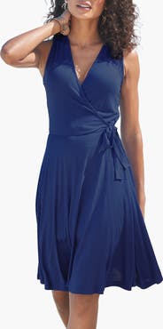 LASCANA Women's Sleeveless Wrap Look Dress