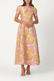 Shoshanna Midnight Sunset Floral Jacquard Vivianne Dress