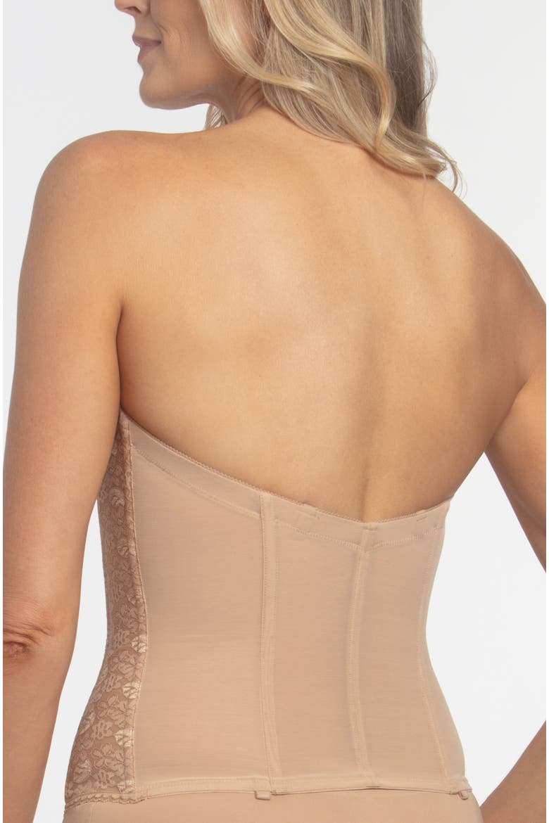 Francesca Lace Strapless Front Closure Longline Bridal Bra, Alternate, color, Mocha