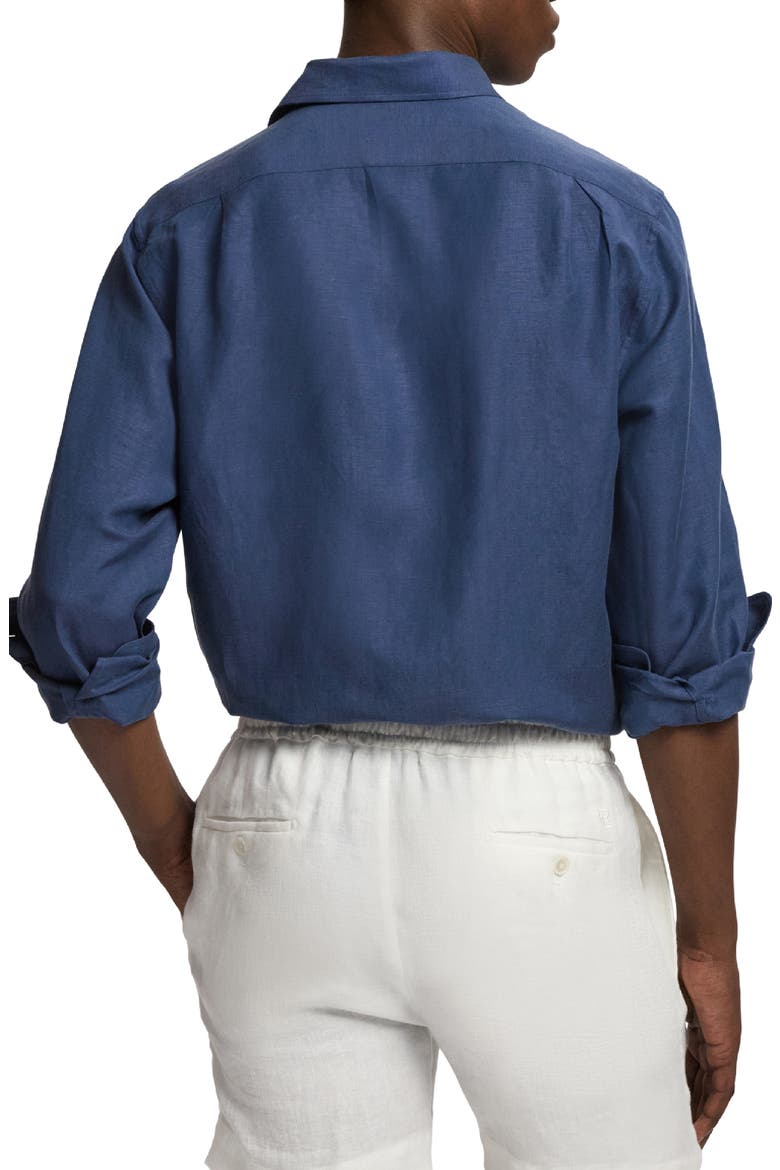Silk & Linen Button-Up Shirt, Alternate, color, BLUE