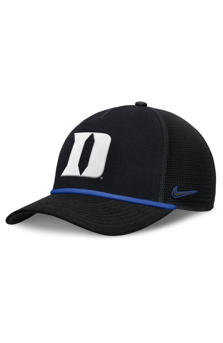 Nike Men's Nike Black Duke Blue Devils Rise Primetime Trucker Adjustable Hat, Main, color, Black