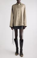 Balenciaga Lace-Up Detail Oversize Cotton Gabardine Button-Up Shirt