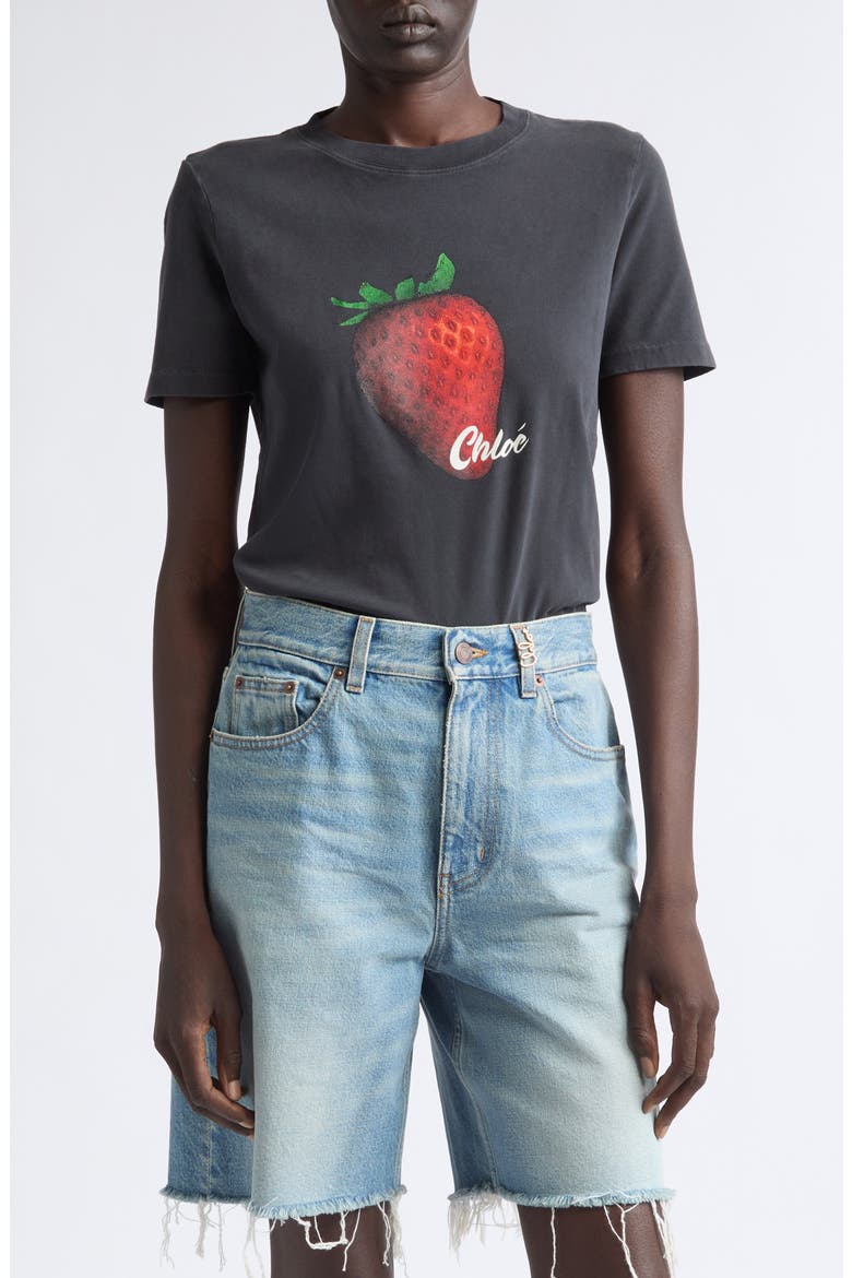 Strawberry Graphic T-Shirt, Main, color, ASH BLACK