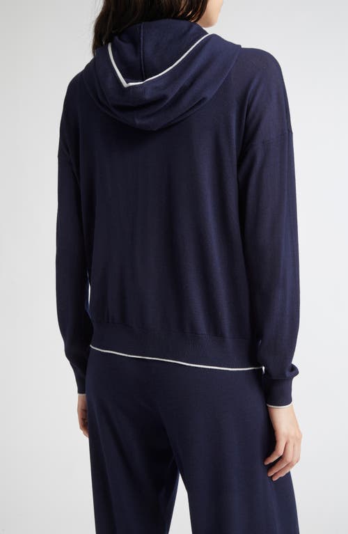 Eleventy Merino Wool Zip Hoodie In Blue