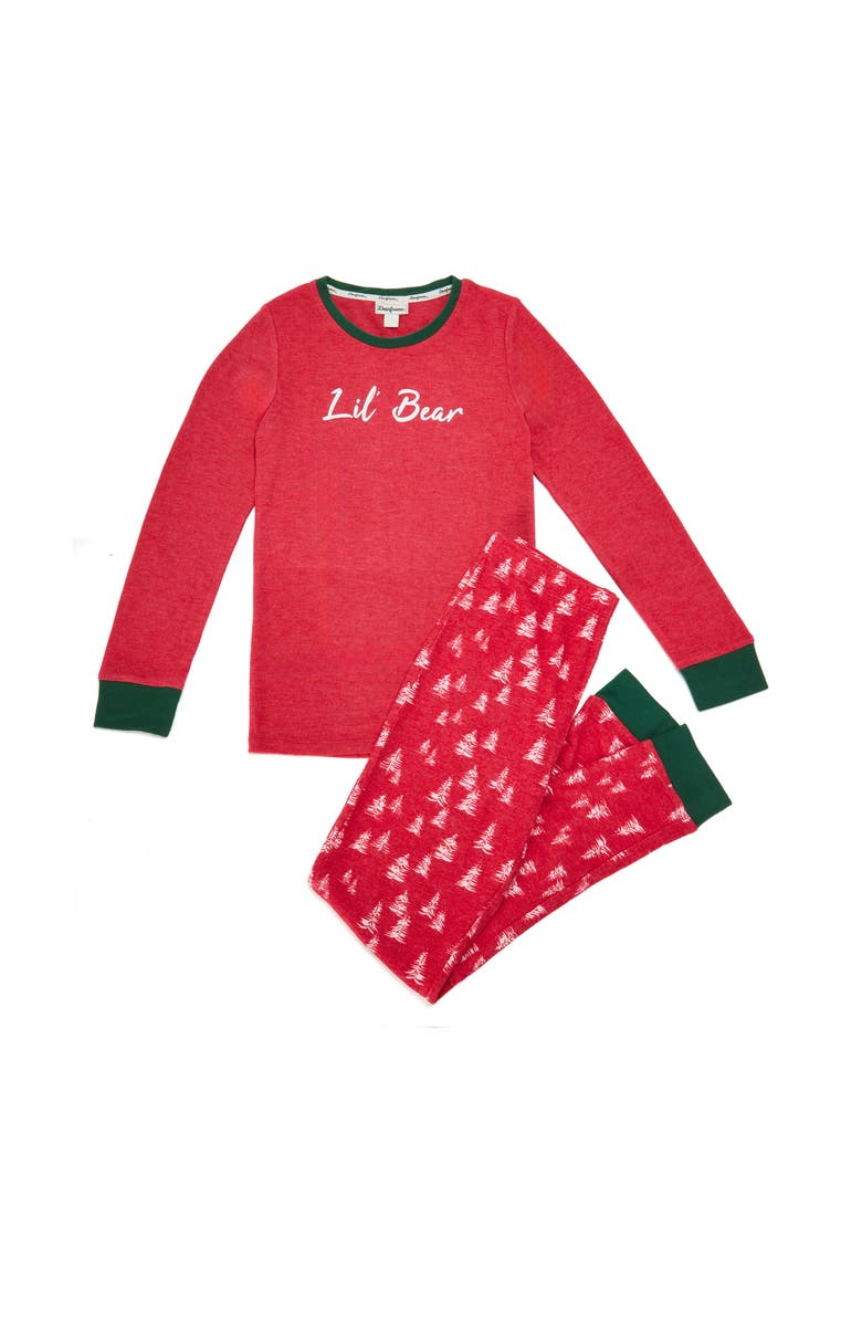DEARFOAMS 2 Piece Lil Bear Holiday Pajama Set, Main, color, Red