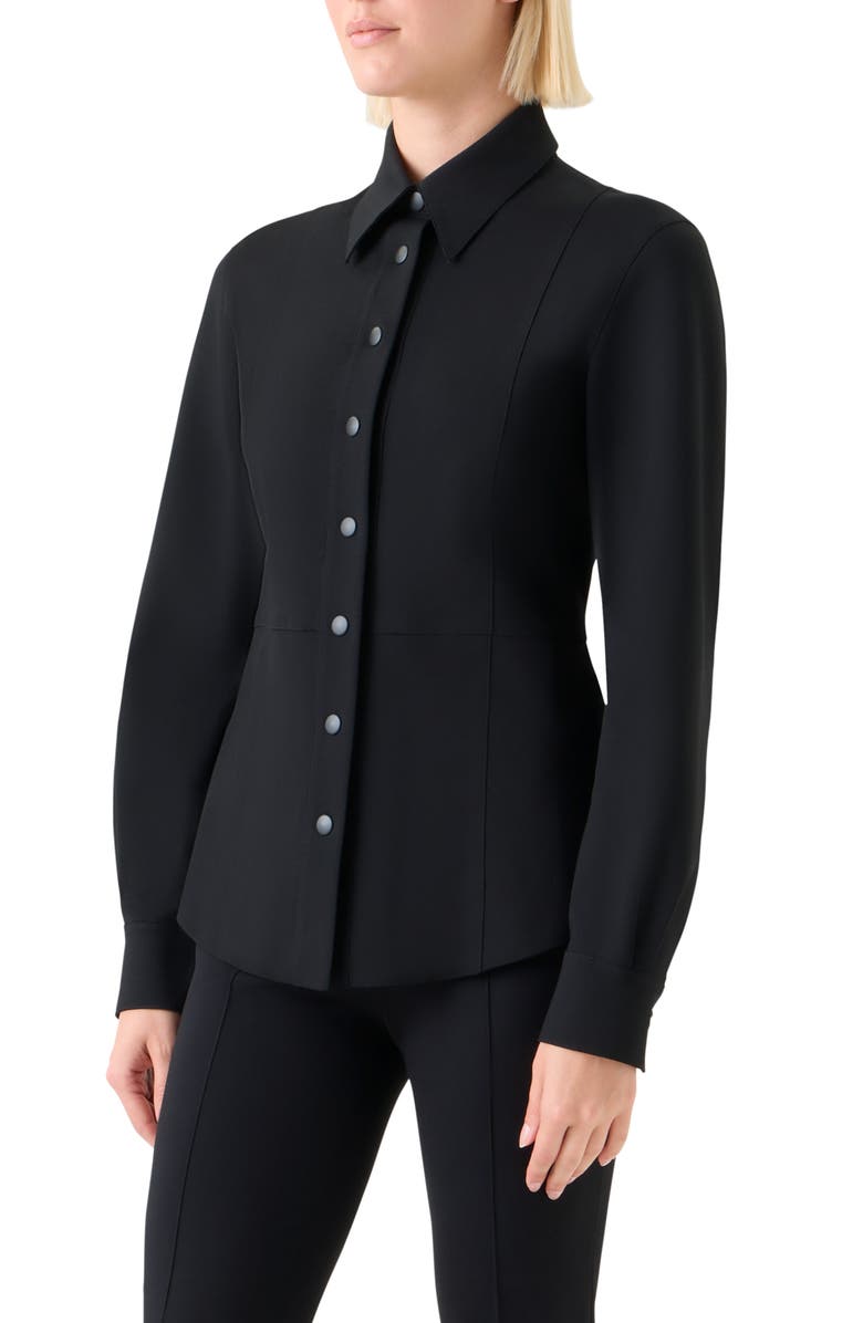Akris punto Snap Placket Long Sleeve Shirt, Alternate, color, Black