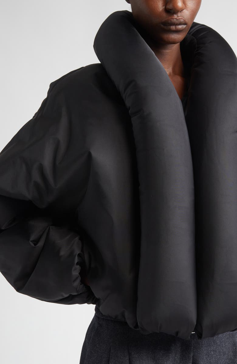 Alaïa Padded Taffeta Bomber Jacket, Alternate, color, Noir Alaia