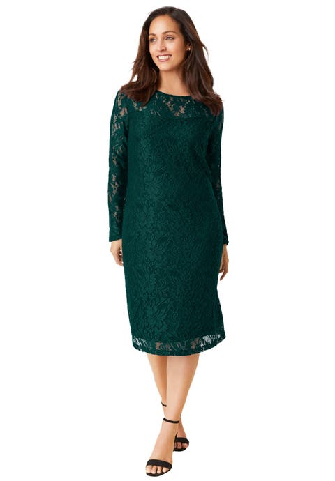 Stretch Lace Shift Dress (Plus)