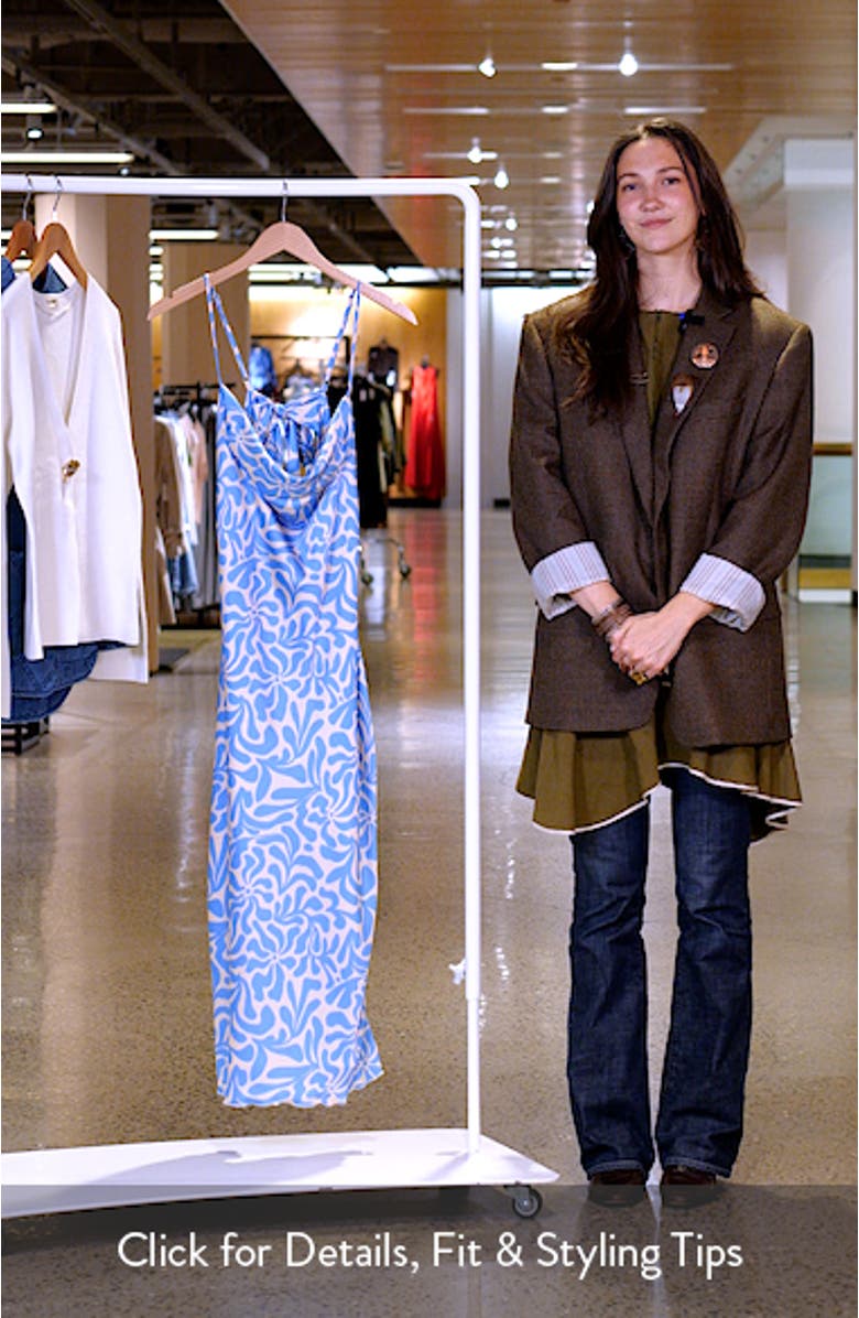 Tie Back Cowl Neck Sleeveless Satin Midi Dress, sales video thumbnail