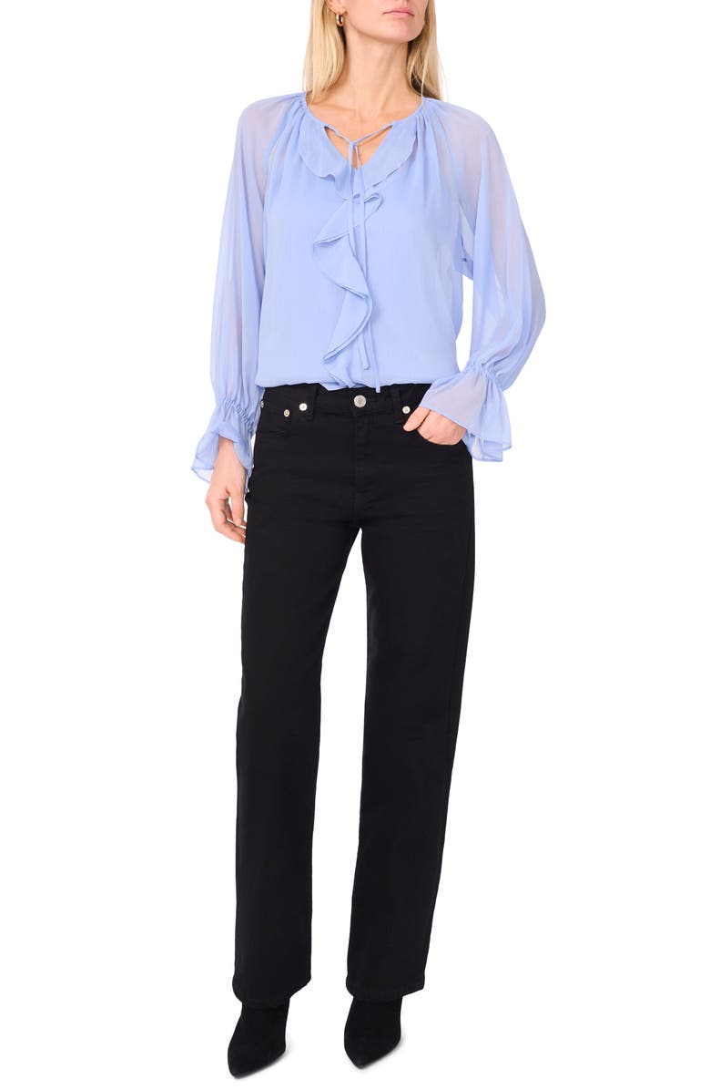 Vince Camuto Ruffle Detail Long Sleeve Top, Alternate, color, French Blue