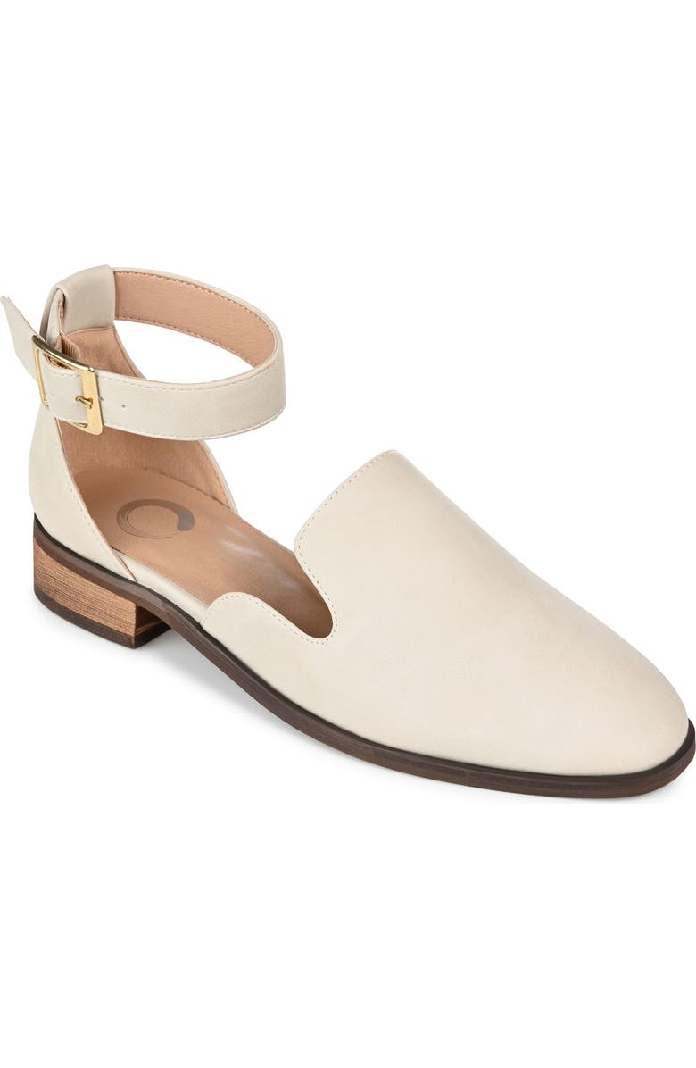 Journee Collection JOURNEE Loreta Ankle Buckle Flat, Main, color, Ivory