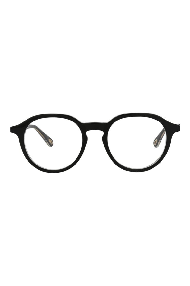 47mm Round Optical Glasses, Main, color, BLACK BLACK TRANSPARENT