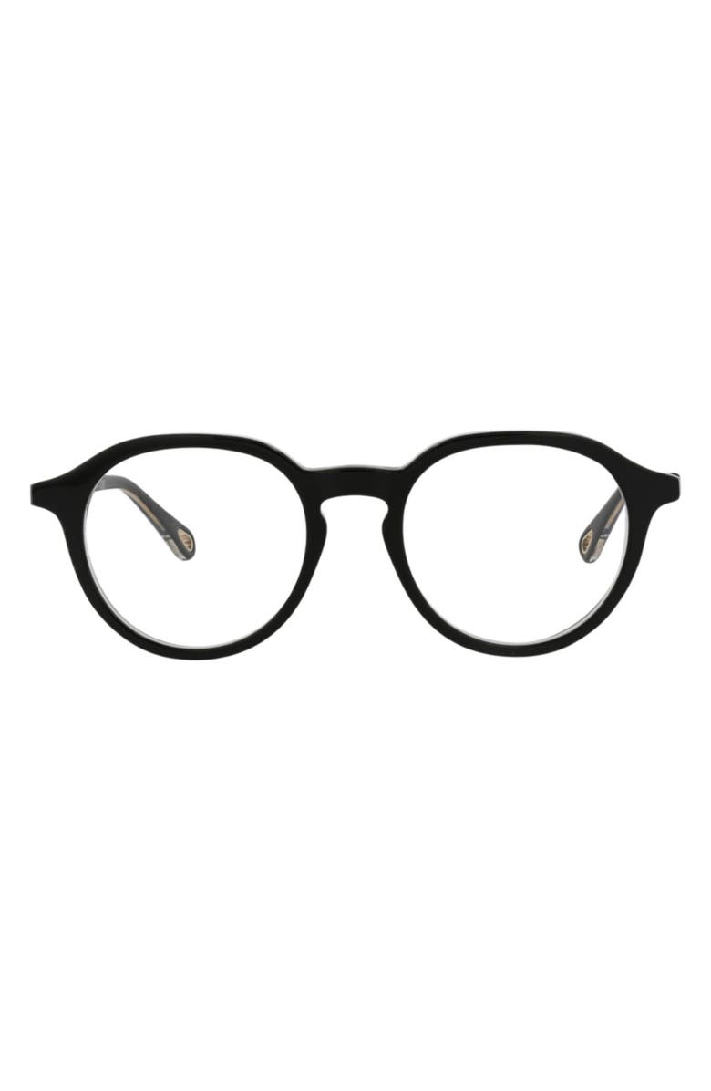 Chloé 47mm Round Optical Glasses, Main, color, Black Black Transparent