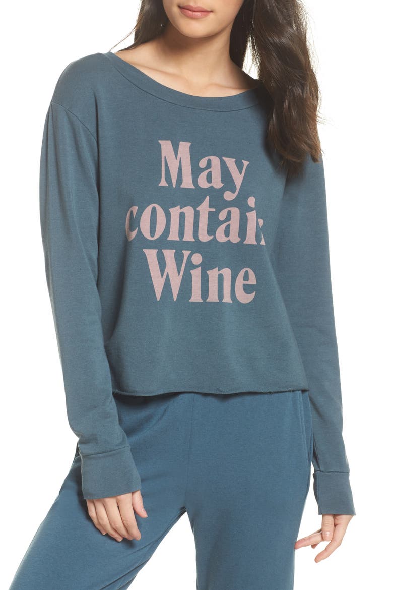 May Contain Wine Crop Sweatshirt, Main, color, GUNMETAL