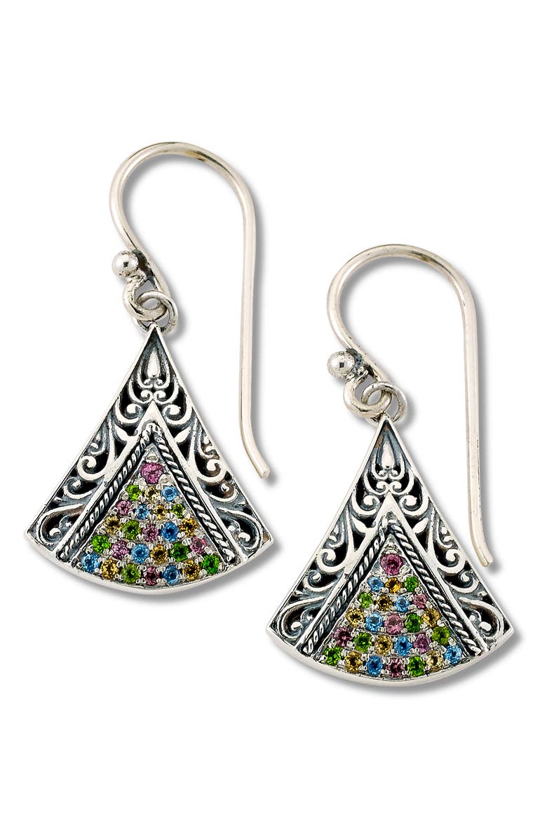 SAMUEL B. Sterling Silver Multistone Fan Drop Earrings, Main, color, 