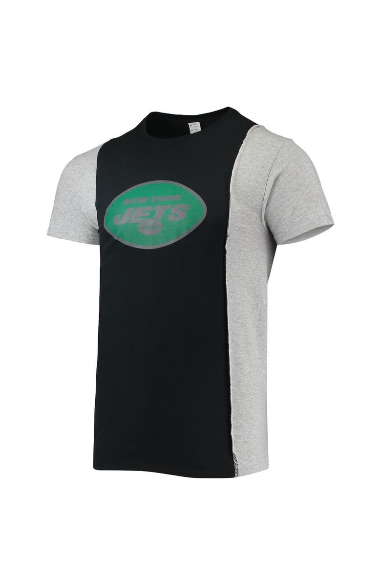 REFRIED APPAREL Men's Refried Apparel Black/Heathered Gray New York Jets Sustainable Split T-Shirt, Alternate, color,