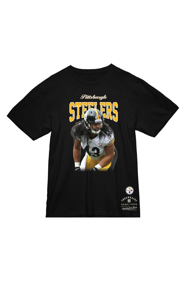 Men's Mitchell & Ness Troy Polamalu Black Pittsburgh Steelers Sideline Retired Player T-Shirt, Alternate, color, Black