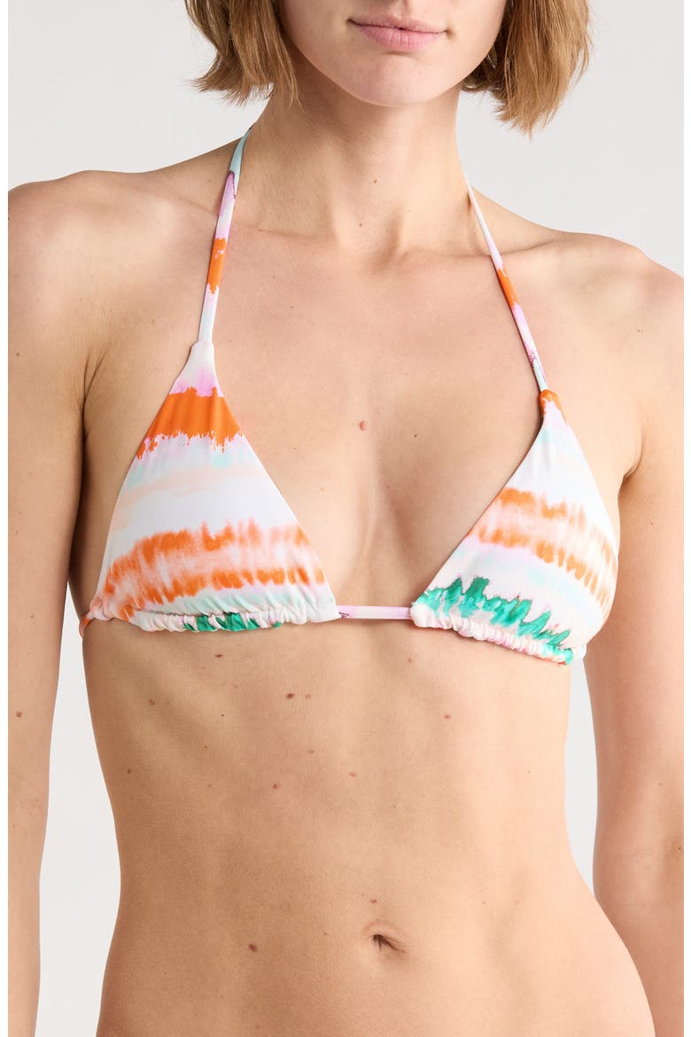 Balmy Tie Dye Triangle Bikini Top, Main, color, PINK