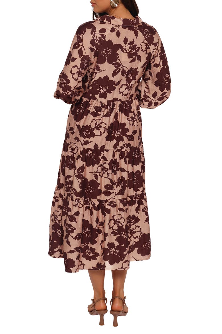 Isaac Floral Midi Shirtdress, Alternate, color, BROWN FLORAL