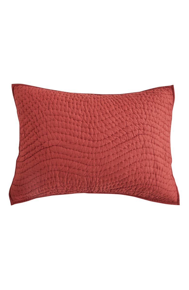 MELANGE HOME Voile Solid Cotton Quilt & Sham Set, Alternate, color, Burgundy