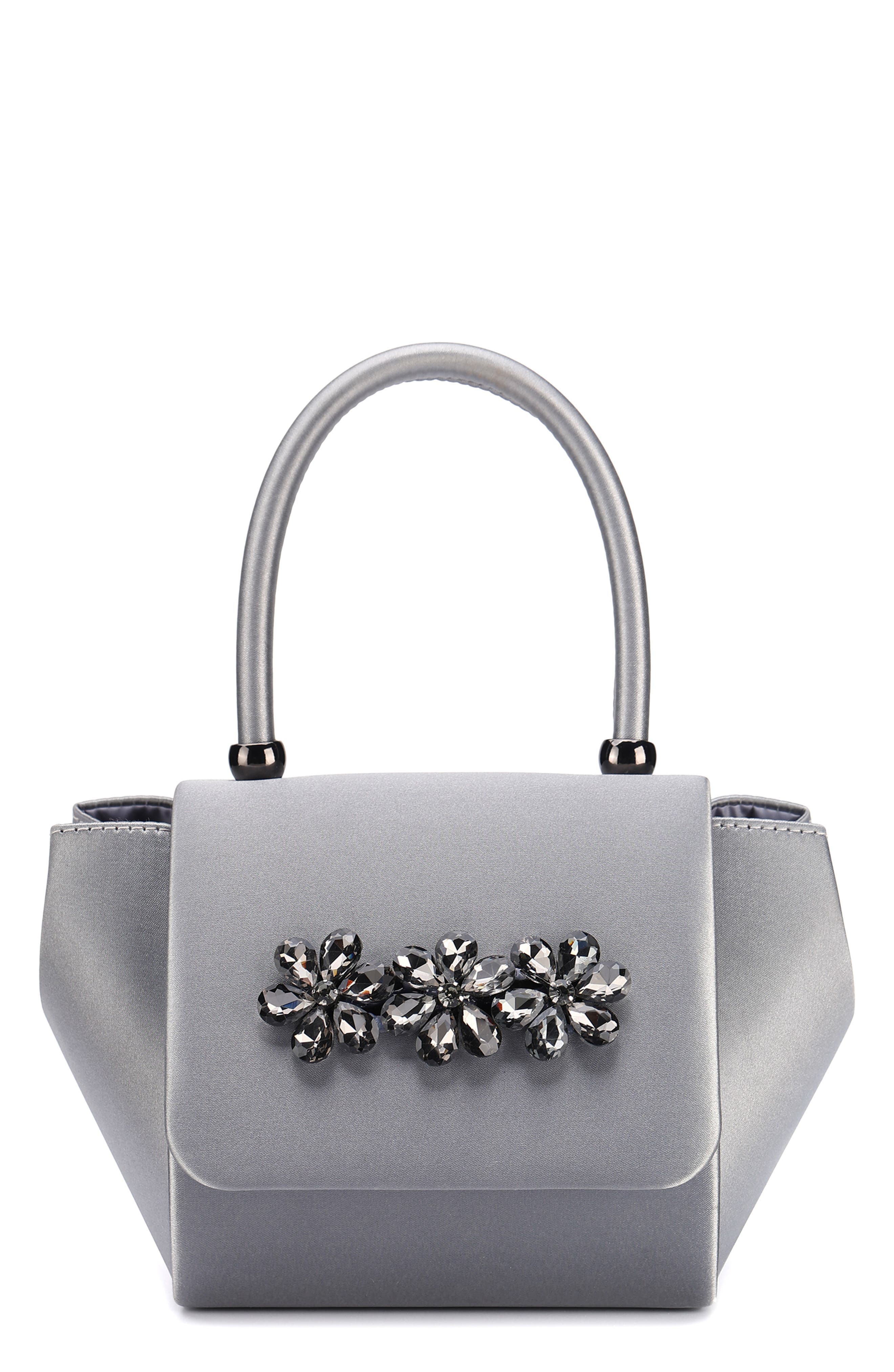 Liz Satin Handbag, Main, color, PEWTER