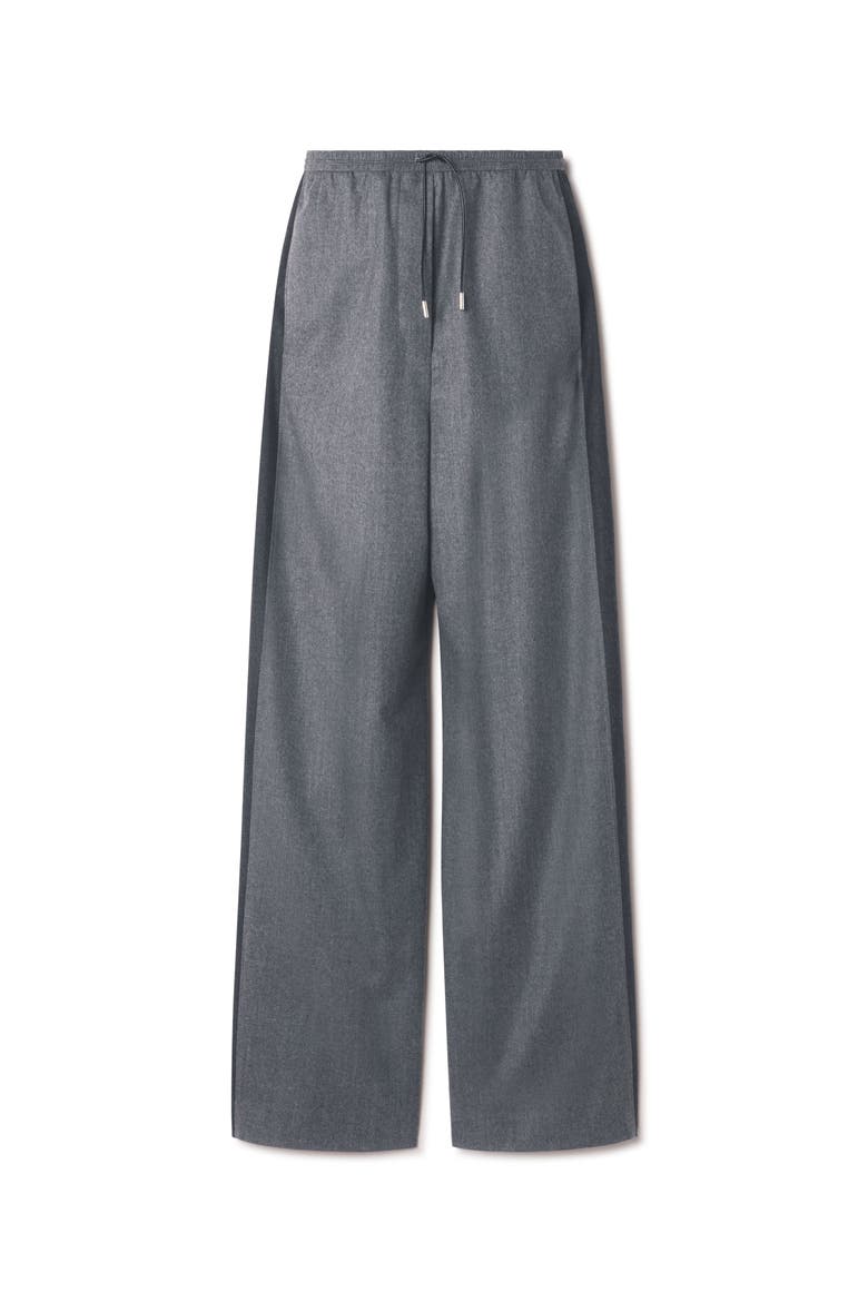 Wide Pants In Wool Flannel, Alternate, color, Heather Grey