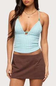 EDIKTED Alitah Bead Textured Tank Top