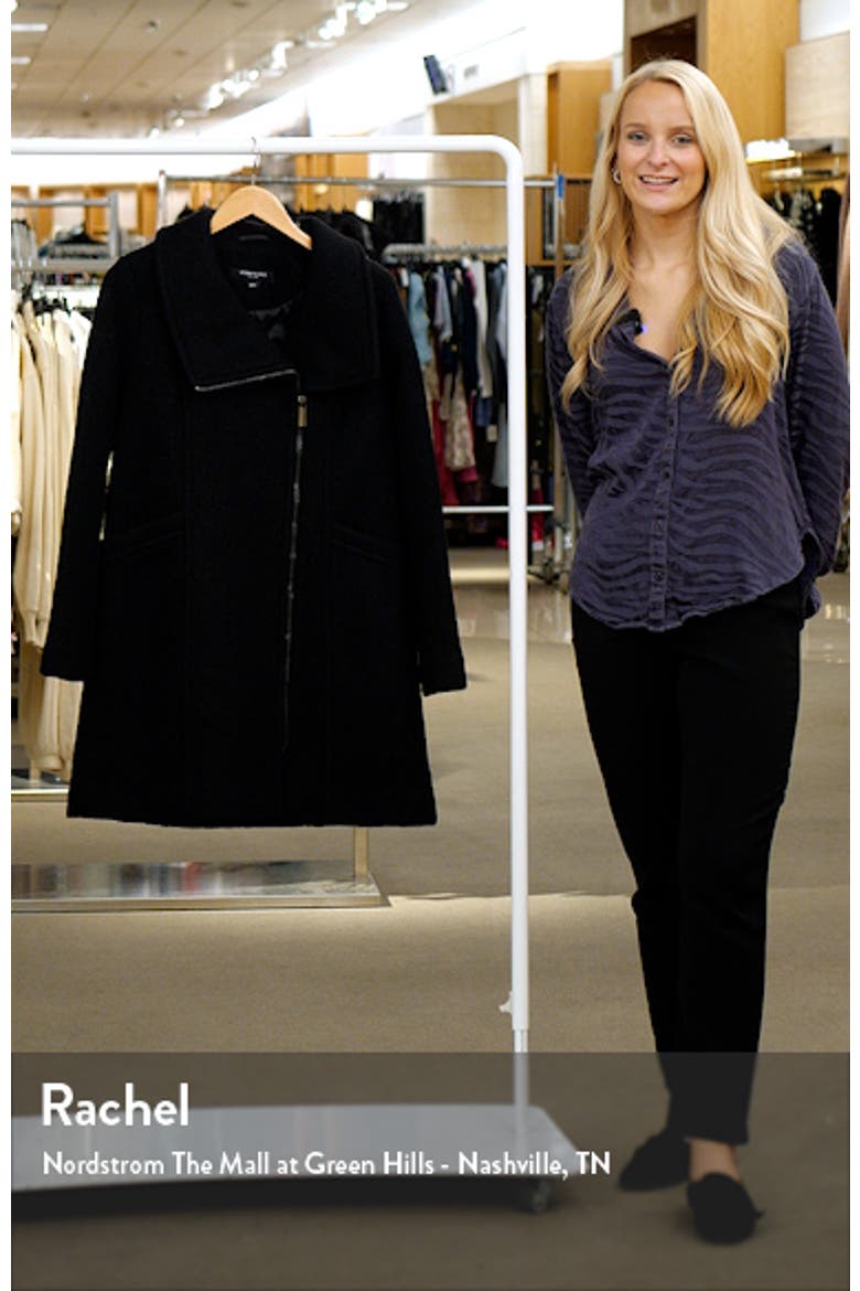 Asymmetric Zip Convertible Collar Bouclé Coat video