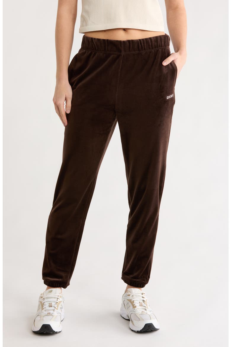 Rhinestone Logo High Waist Joggers, Main, color, ESPRESSO