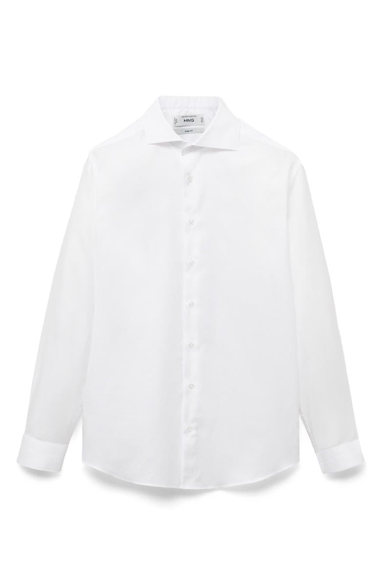 MANGO Slim Fit Cotton Button-Up Shirt, Alternate, color, White