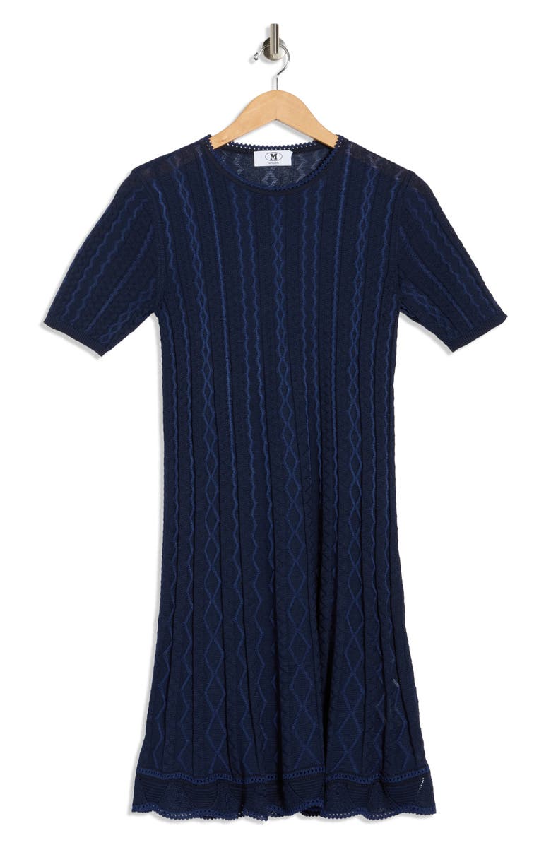 M Missoni Short Sleeve A-Line Dress, Main, color, Navy Tones