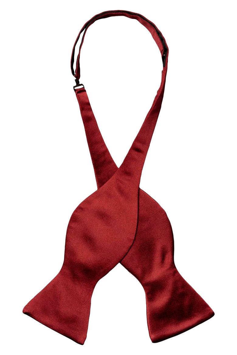 Silk Satin Self Tie Bow Tie, Alternate, color, MEDIUM RED