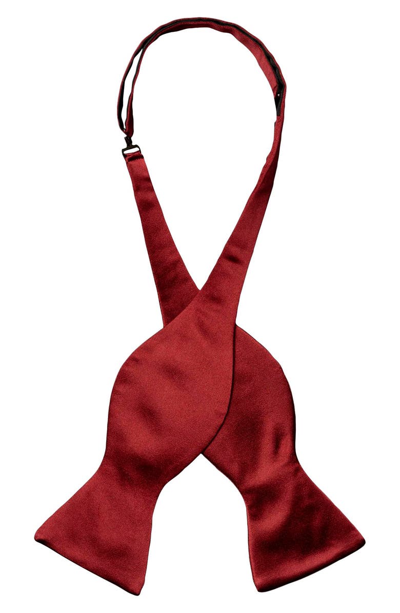 Eton Silk Satin Self Tie Bow Tie, Alternate, color, Medium Red