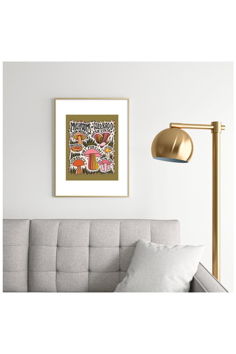 Mushrooms of Colorado Framed Art Print, Alternate, color, GOLDEN TONES