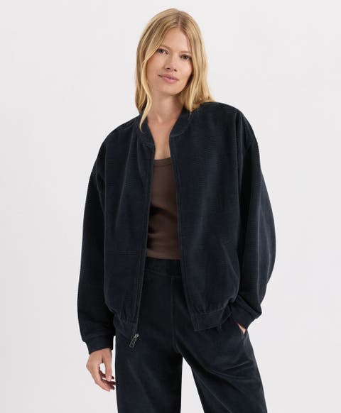 Organic Cotton Pure Velour Rib Bomber Jacket