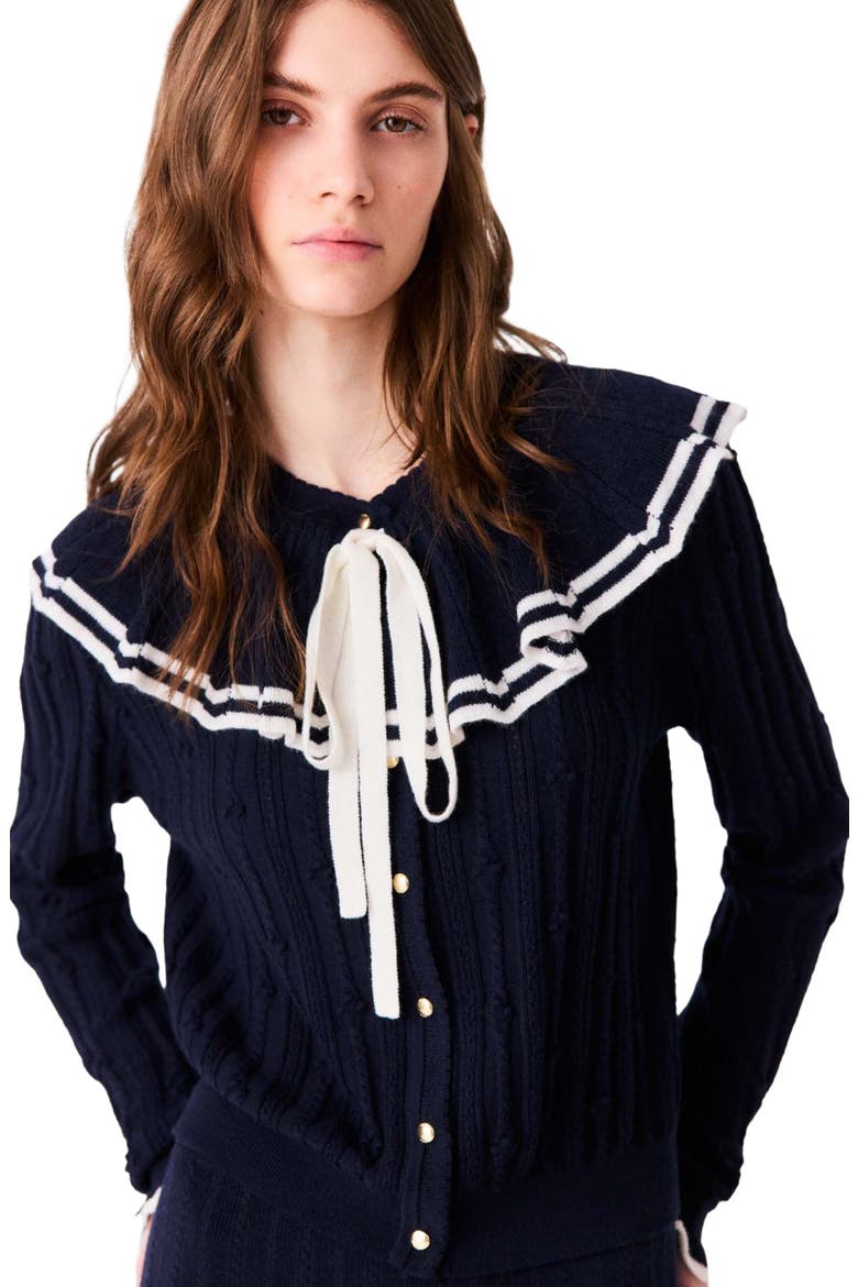 Layered cape cardigan, Alternate, color, Navy