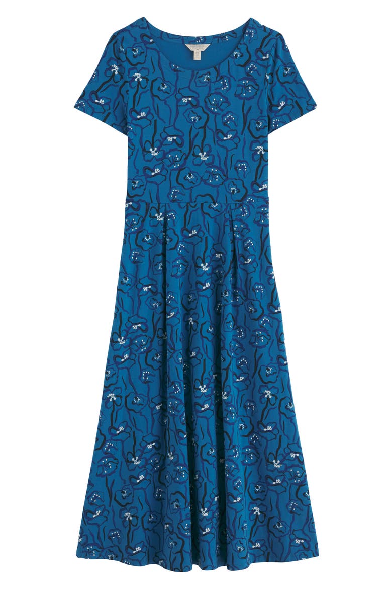 Veronica Floral Stretch Organic Cotton Midi Dress, Alternate, color, POPPY STEMS SAILBOATS