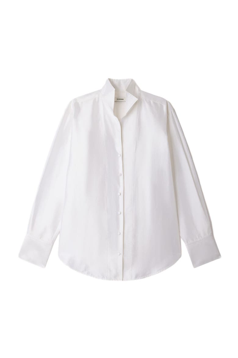Oversized silk satin shirt, Alternate, color, White