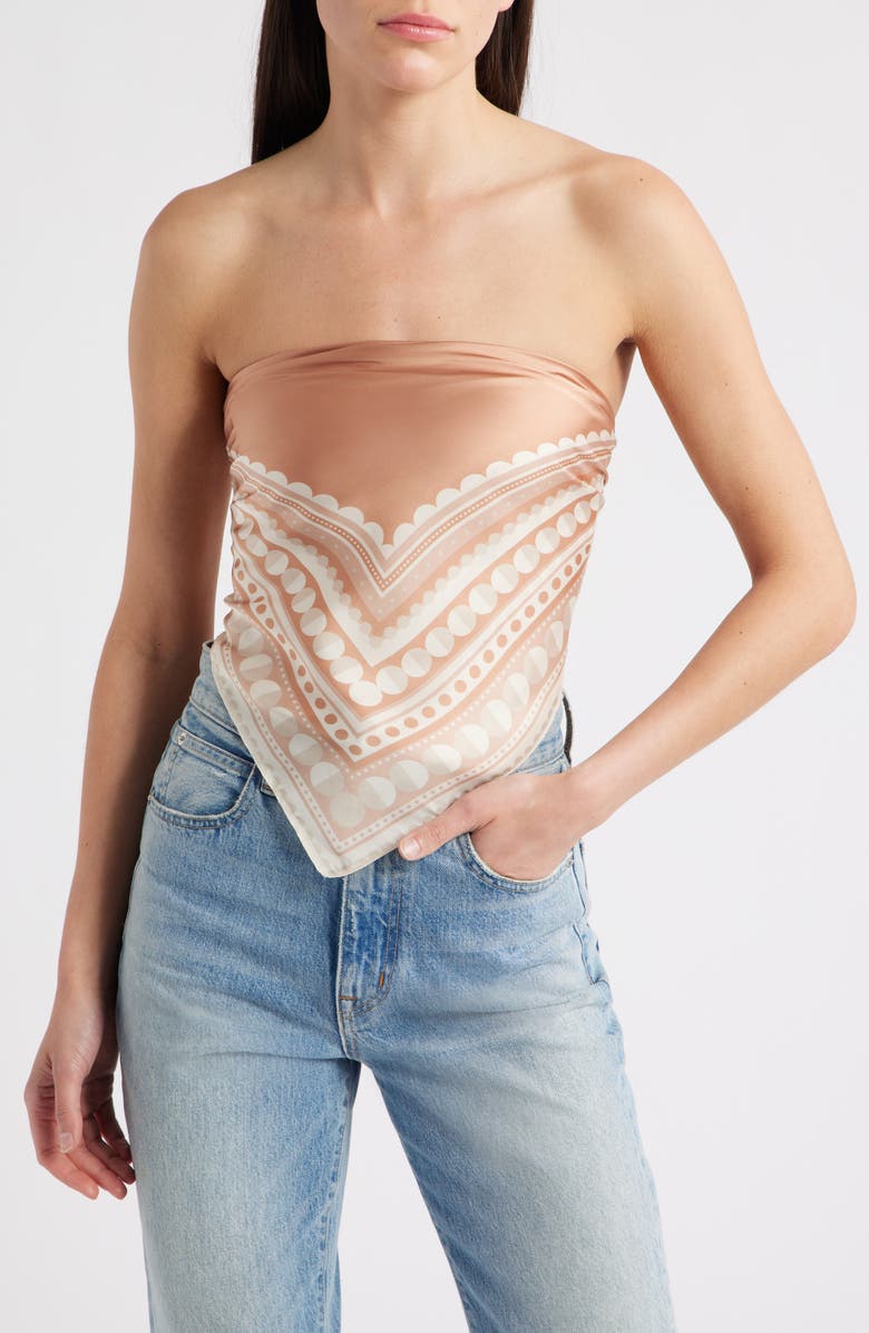 Treasure & Bond Square Satin Scarf, Alternate, color, Rust Crescent Border