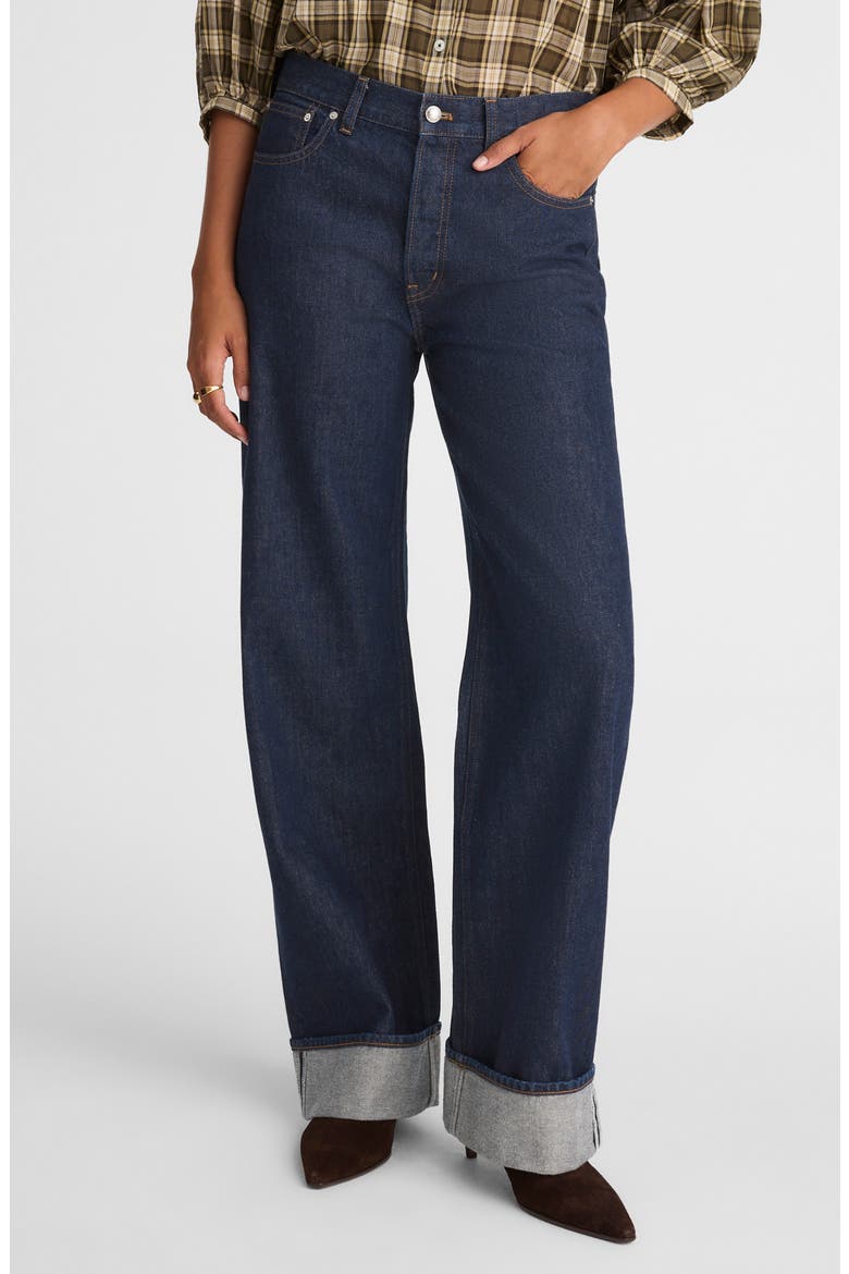 The Low Slung Cuffed Baggy Jeans, Main, color, RINSE WASH