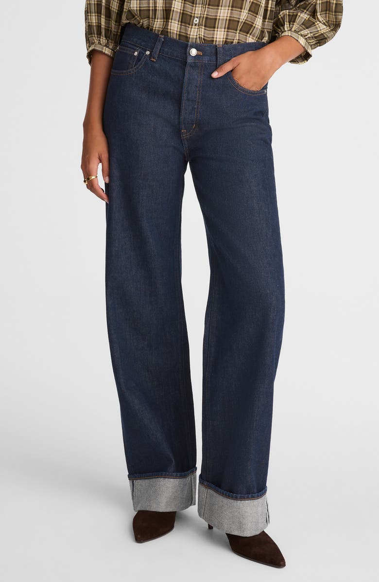 Madewell The Low Slung Cuffed Baggy Jeans, Main, color, Rinse Wash