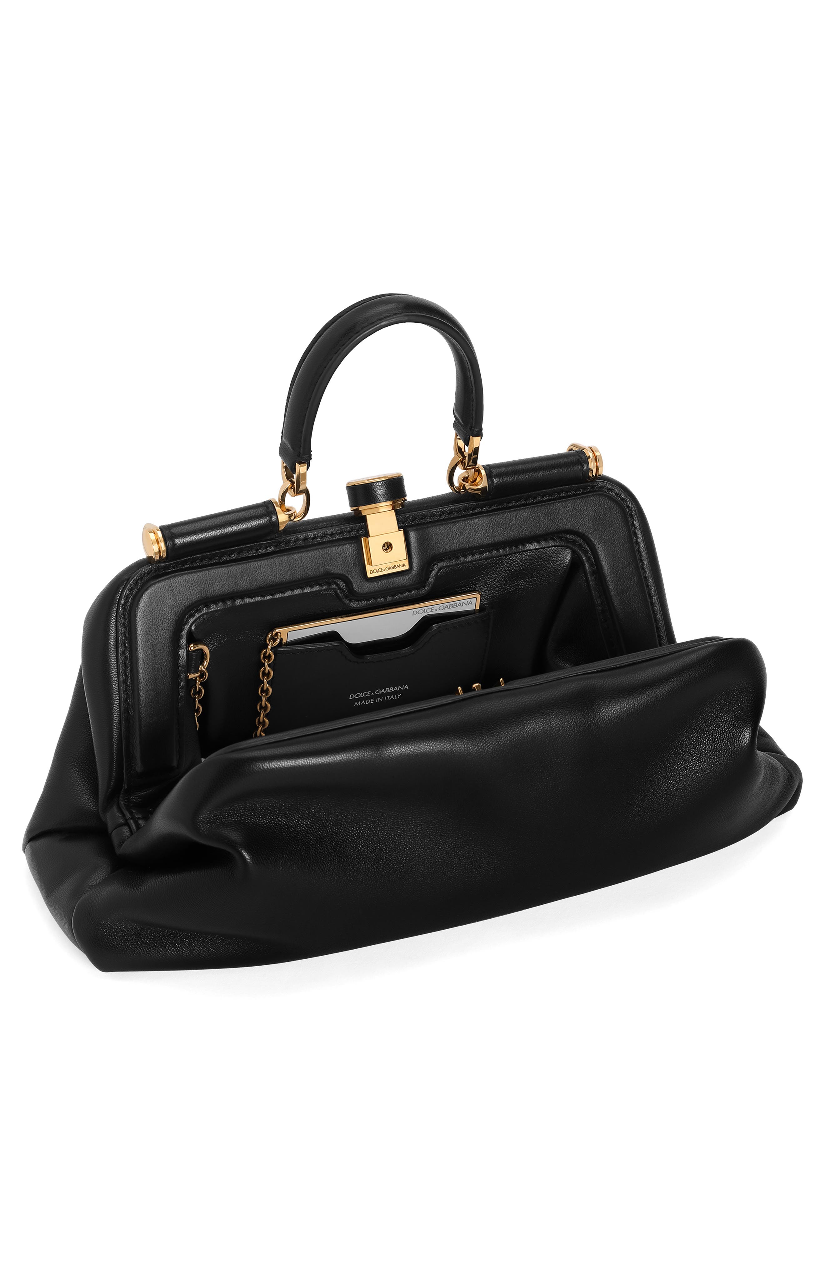 Nappa Leather Handbag, Alternate, color, NERO
