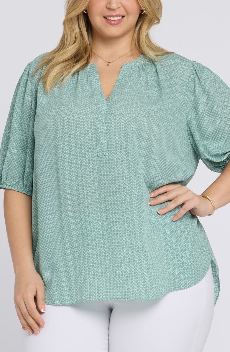 NYDJ Puff Sleeve Popover Top, Main, color, Valley Of Daisies